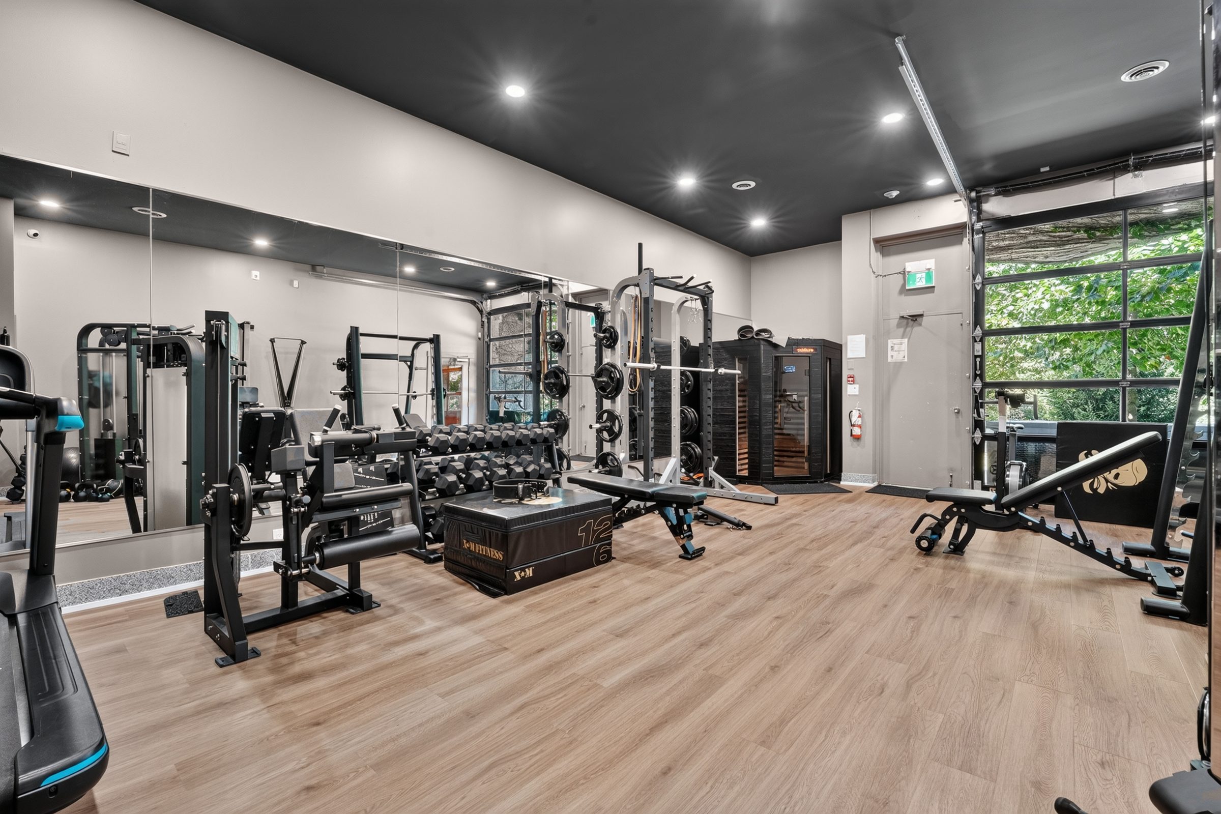 The gym, by its window