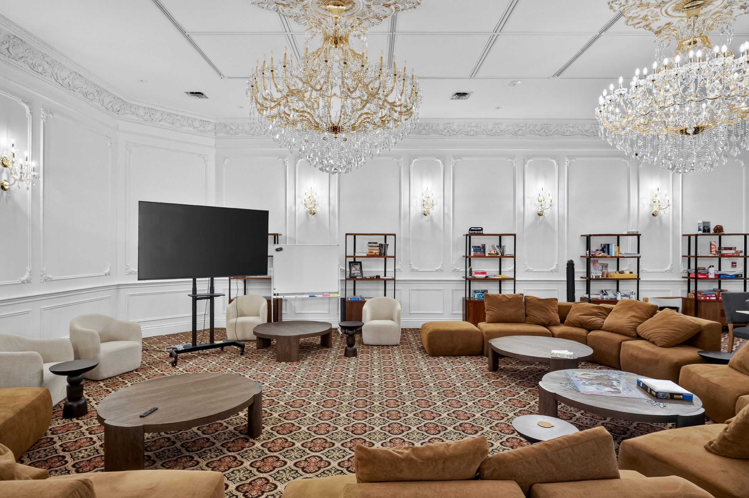 The lounge, set for a group